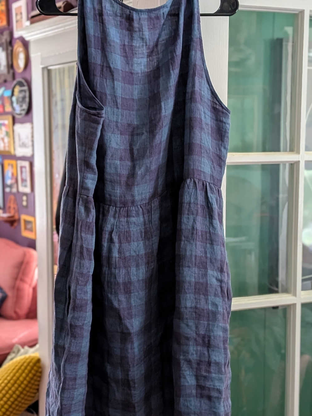 Pryne & Smith Navy Plaid Sleeveless Button Front Dress - Picture 2 of 4
